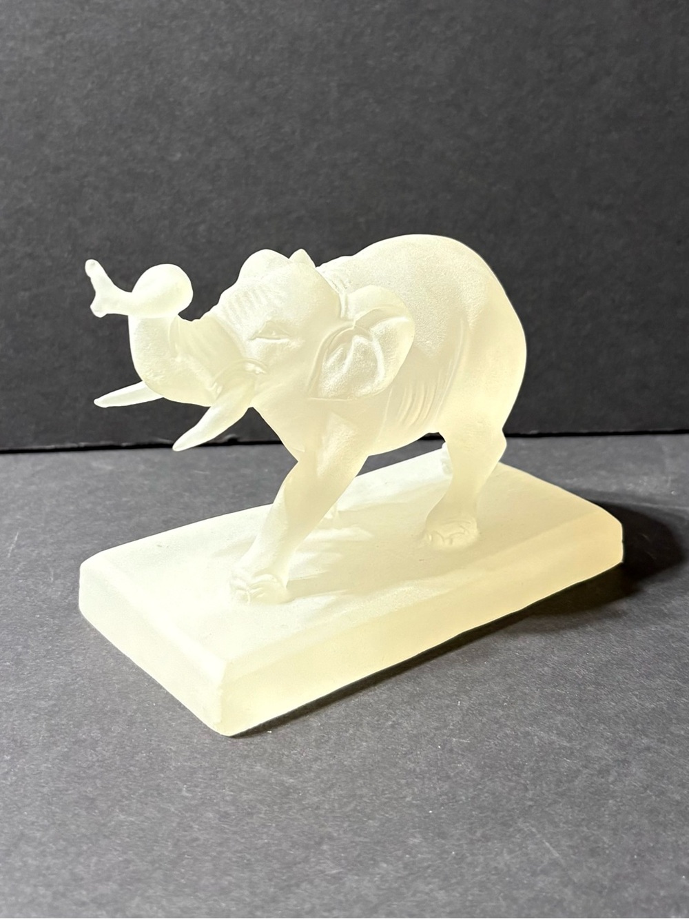 Frosted Glass Elephant Figurine - Decorative Home Art